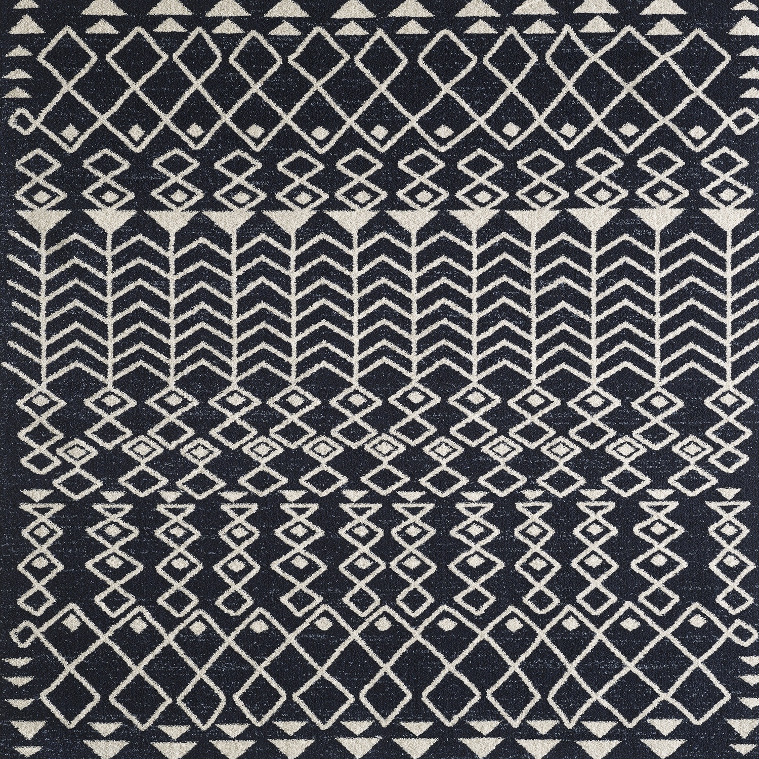 Totti Loops Navy/Cream 10x12 Southwestern Rug - 10'X12' Rectangular - 10'X12' Rectangular