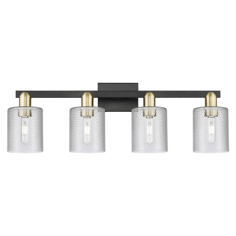 Innovations Lighting Endless Possibilities Arcadia - Cobbleskill - 4 Light 32" Bath Vanity Light - Clear/Black Antique Brass