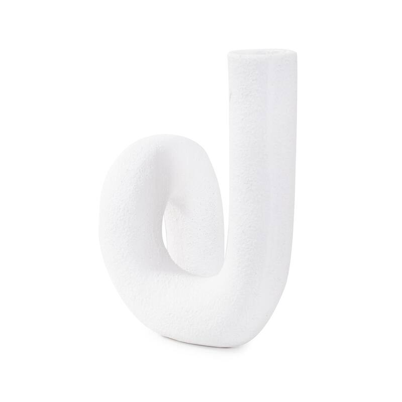 White Abstract Curved Tube Vase Tall