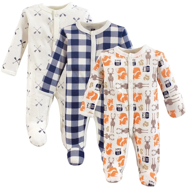 slide 1 of 1, Hudson Baby Infant Boy Cotton Preemie Snap Sleep and Play 3pk, Forest, Preemie - Forest Preemie - Forest