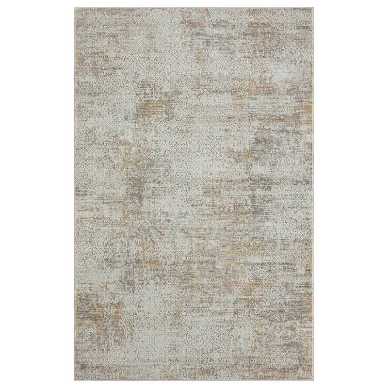 Bailey Transitional Distressed Gray/Beige Performance Indoor Area Rug by Sevita