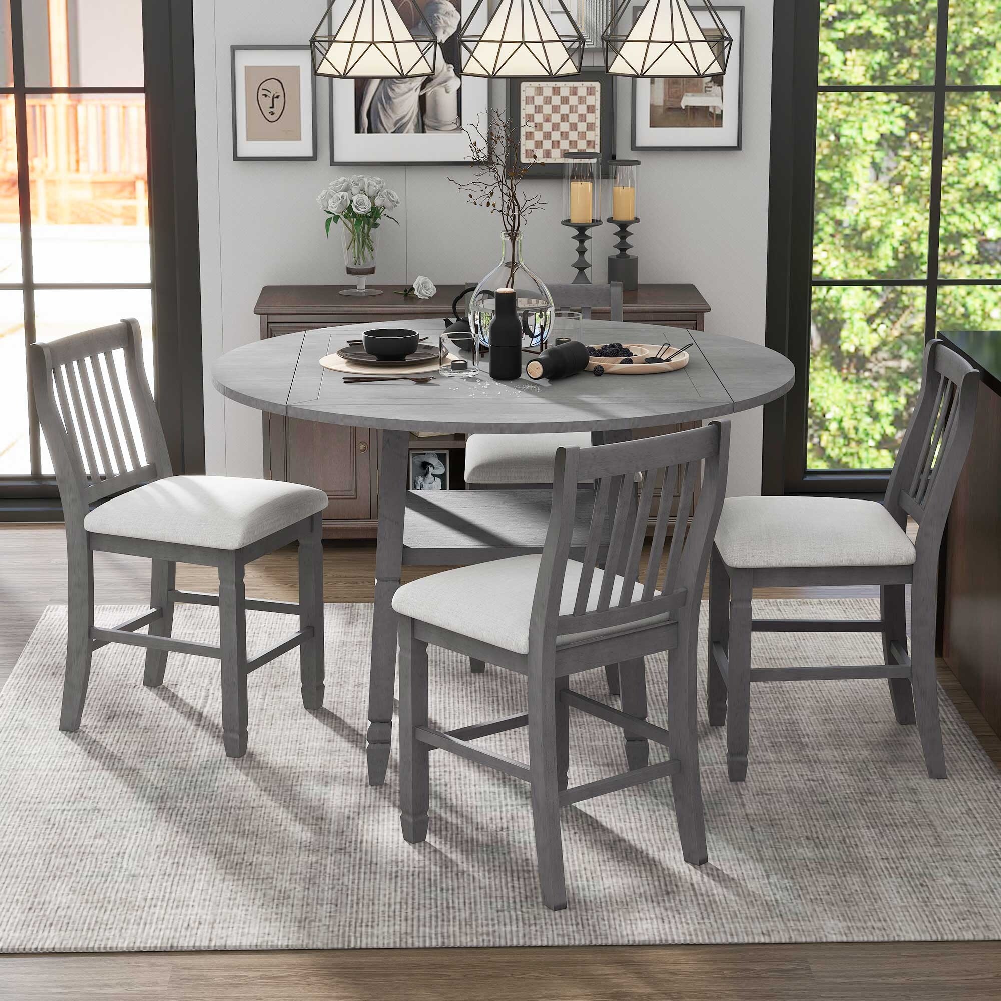 Counter height round dining table for 4 sale