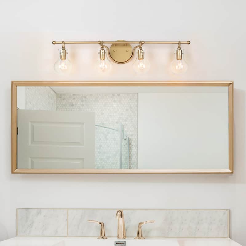 Carson Carrington Modern 2/3/4-Light Gold Bathroom Vanity Lights Glass Wall Sconces