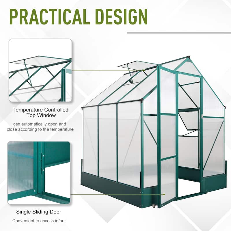 Outsunny Walk-in Plant Greenhouse for Backyard/Outdoor Use with Temperature Controlled Window, Aluminum Frame, PC Board
