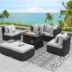 preview thumbnail 9 of 154, FINCATI Outdoor High-back Wicker Patio Sectional Set, 500 lbs Luxury Oversized Conversation Set, Spacious Couch Set