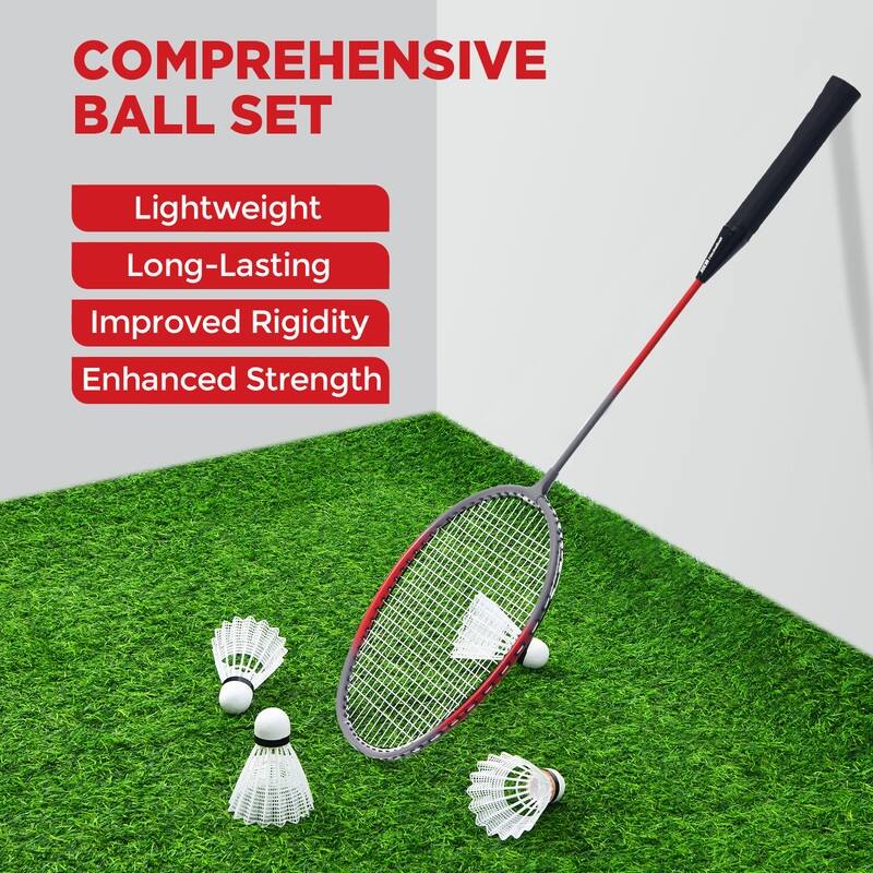 Professional Portable Badminton Net Set w/ Steel Poles, 4 Rackets 4 Shuttlecocks - 20'x2.5'