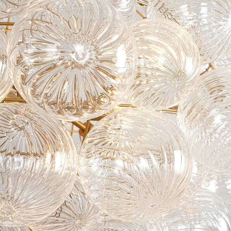 12-Light Glam Clear Twisted Glass Globe Chandelier For Dining Room - N/A