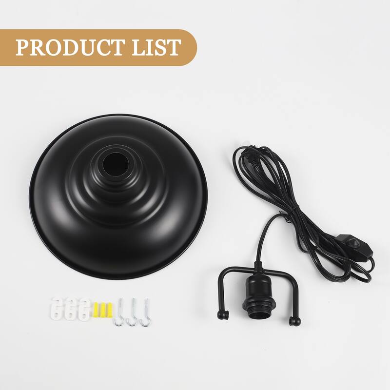 1 - Light Modern Industrial Plug-In Pendant Light with Metal Dome Lampshade