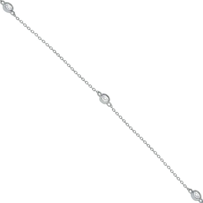 Marquee 1 1/2 Carat TW Bezel Set Diamond Station Necklace in 14K White Gold