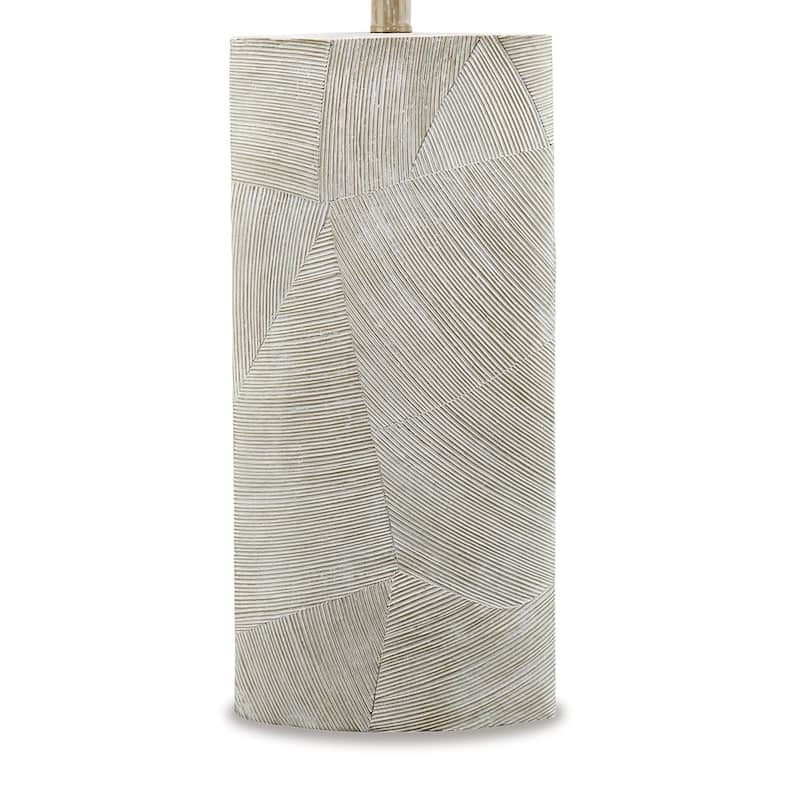 Bard 30 Inch Table Lamp, Accent Cylindrical Base, Ivory Oval Fabric Shade
