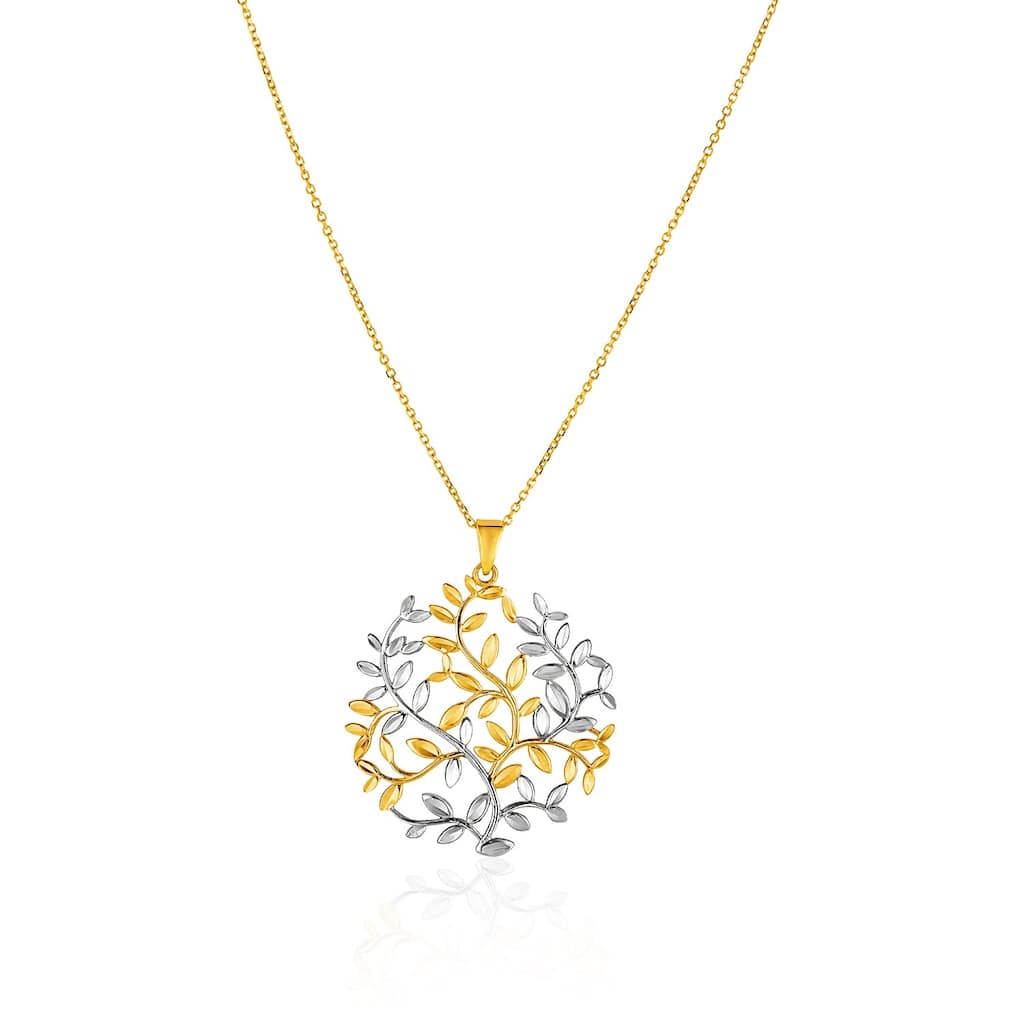 MayaMila 14k Two-Tone Yellow and White Gold Tree of Life Pendant