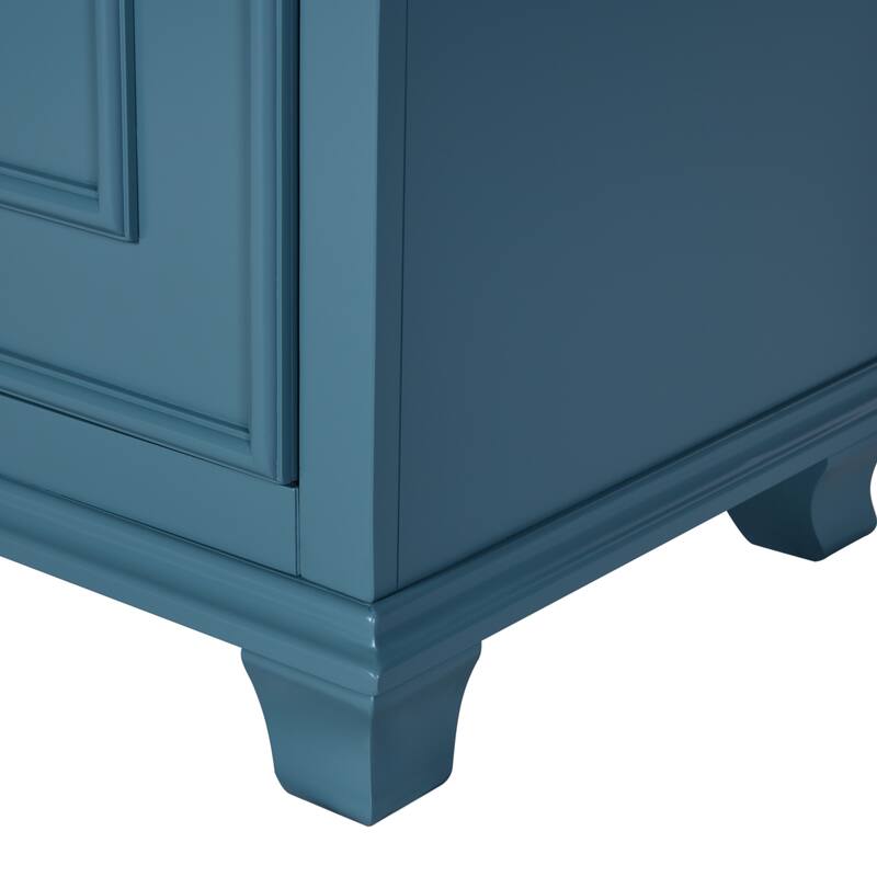 30 Inch Bathroom Vanity with Resin Sink - Freestanding Vanity with Storage Shelf and Solid Wood Frame