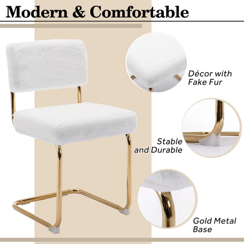 Mid Century Corduroy Dining Chairs with Gold Metal Base Set of 4