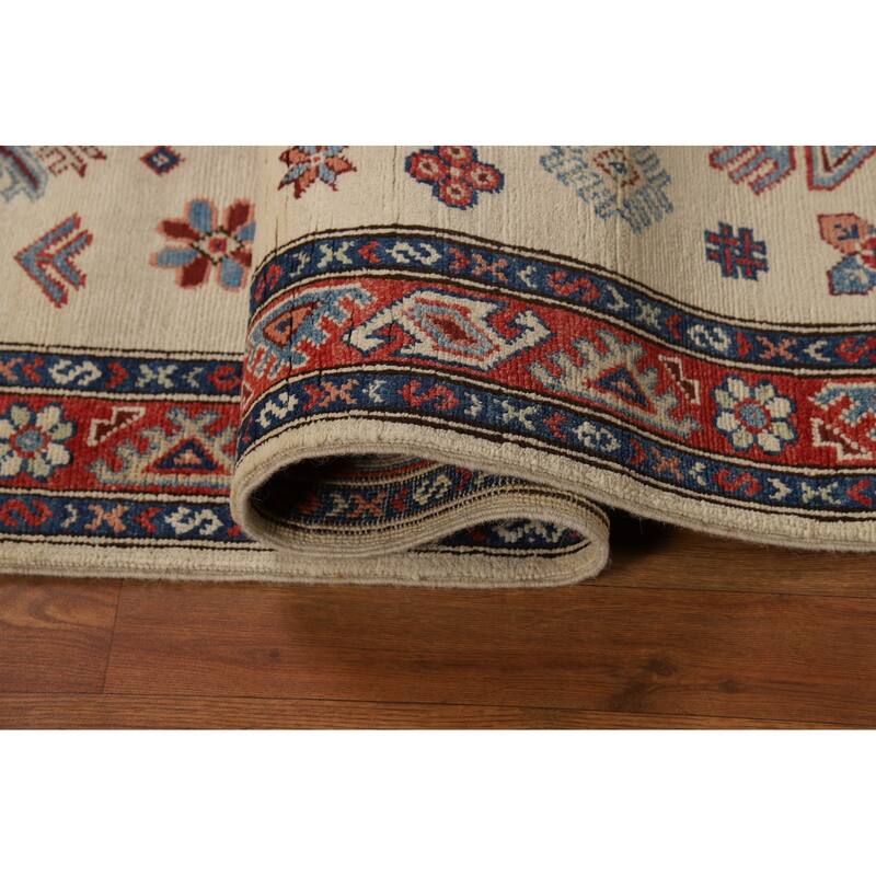 Ivory Kazak Oriental Runner Rug Hand-Knotted Wool Carpet - 2'9"x 7'10"