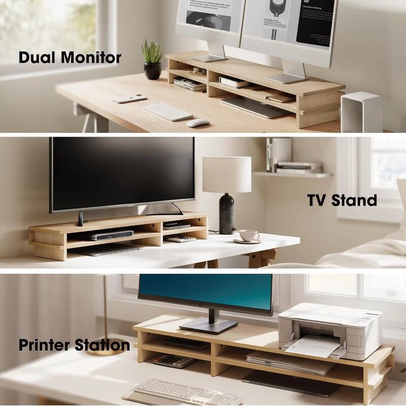 Fenge Dual Monitor Stand, 42.5inch Monitor Riser with Acrylic Drawer