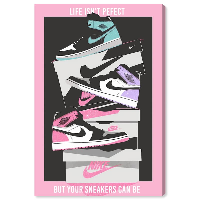Pastel Big Sneaker Stack Canvas by Art Remedy, Gallery Wrapped - 16" x 24"