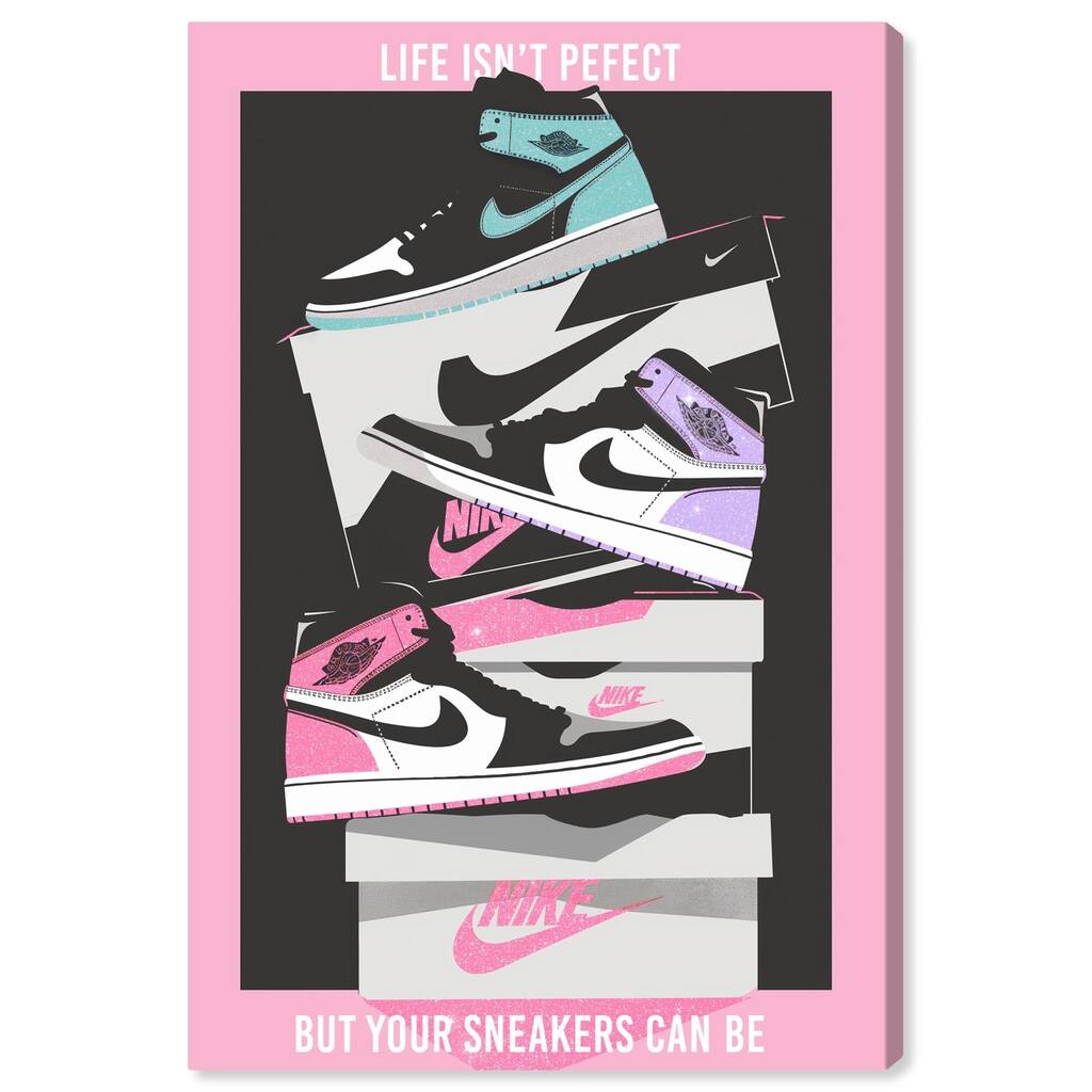 Pastel Big Sneaker Stack Canvas by Art Remedy, Gallery Wrapped