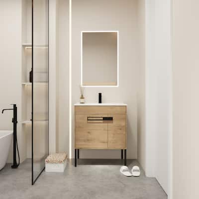 30 Inch Bathroom Vanity With Sink, Freestanding Bathroom Vanity or Floating is Optional Conversion