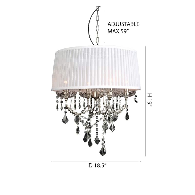 4-Light Chrome Chandelier With Crystals And A White Shade