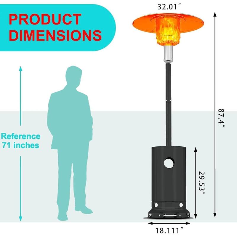 48,000 BTU Propane Patio Heater, with Table and Wheels