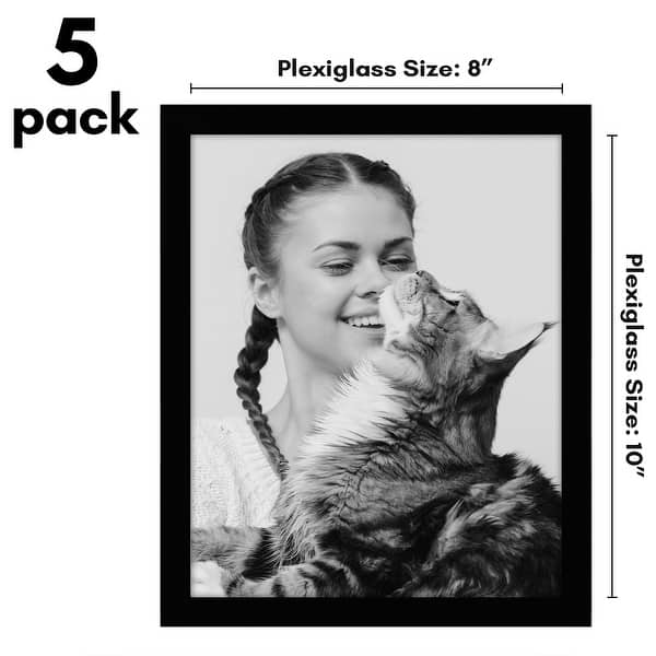 dimension image slide 10 of 22, Americanflat 5 Pack of Picture Frames with Mat - Plexiglass Cover