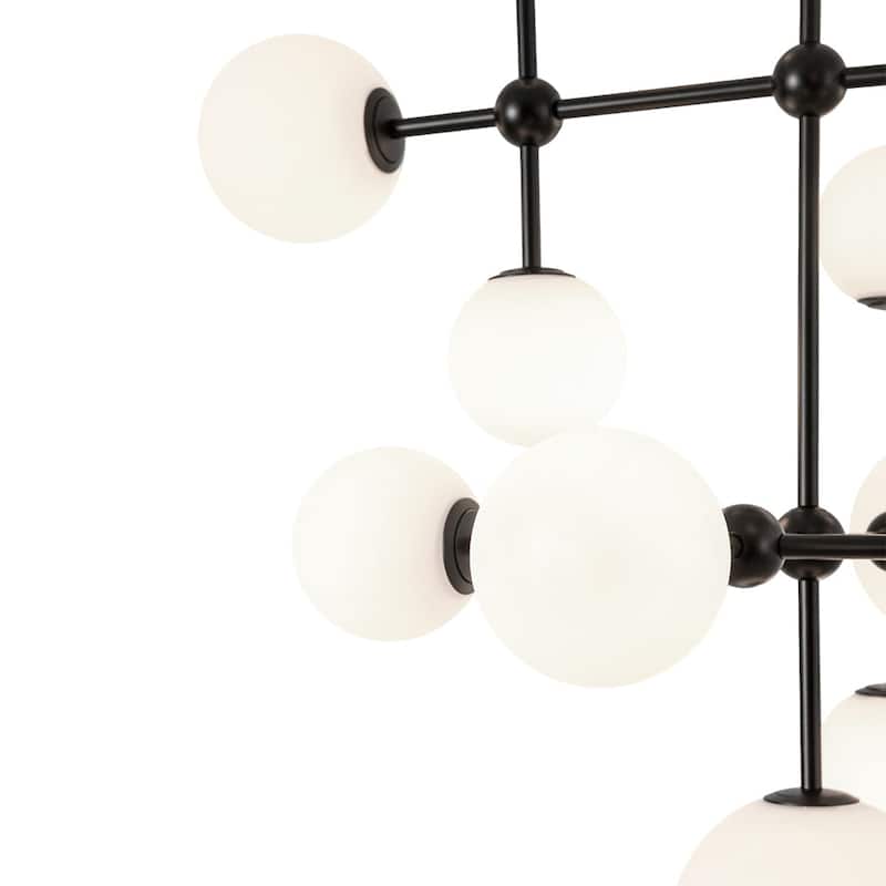 Grand Tiered Frosted Glass Bubble Sputnik Dimmable Entry Chandelier
