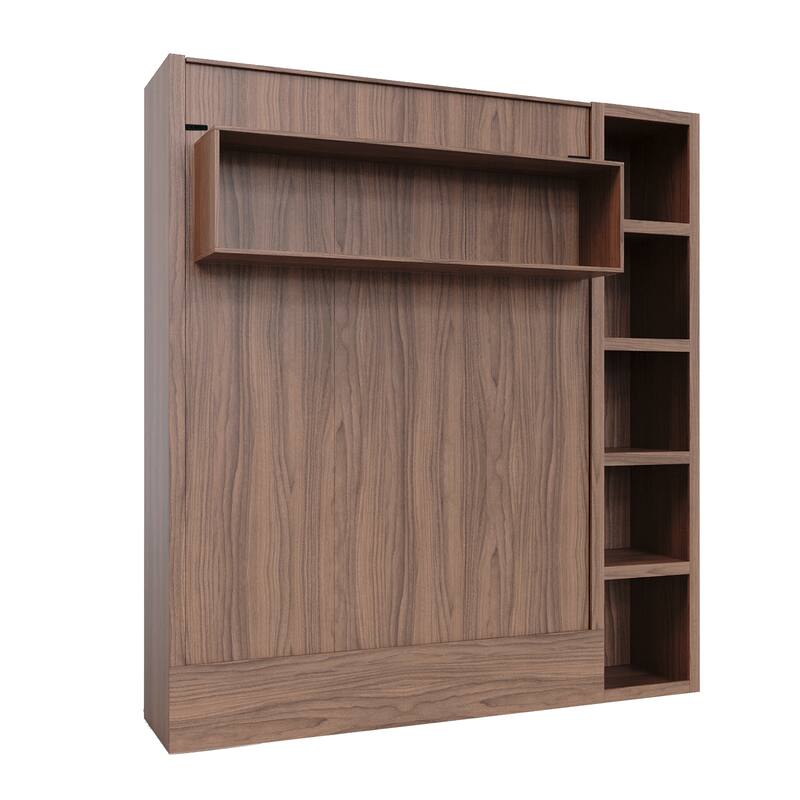 Easy-Lift Full Murphy Wall Bed in with Bookshelf