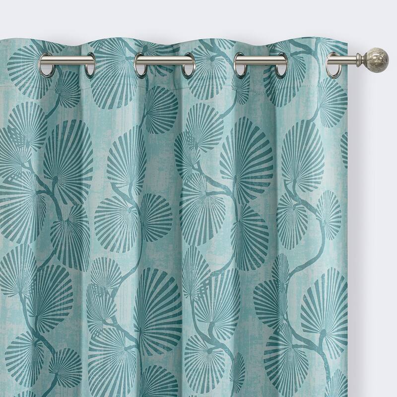 DriftAway Luca Blackout Curtains Natural Botanical Leaves Printed Drapes 2 Panels