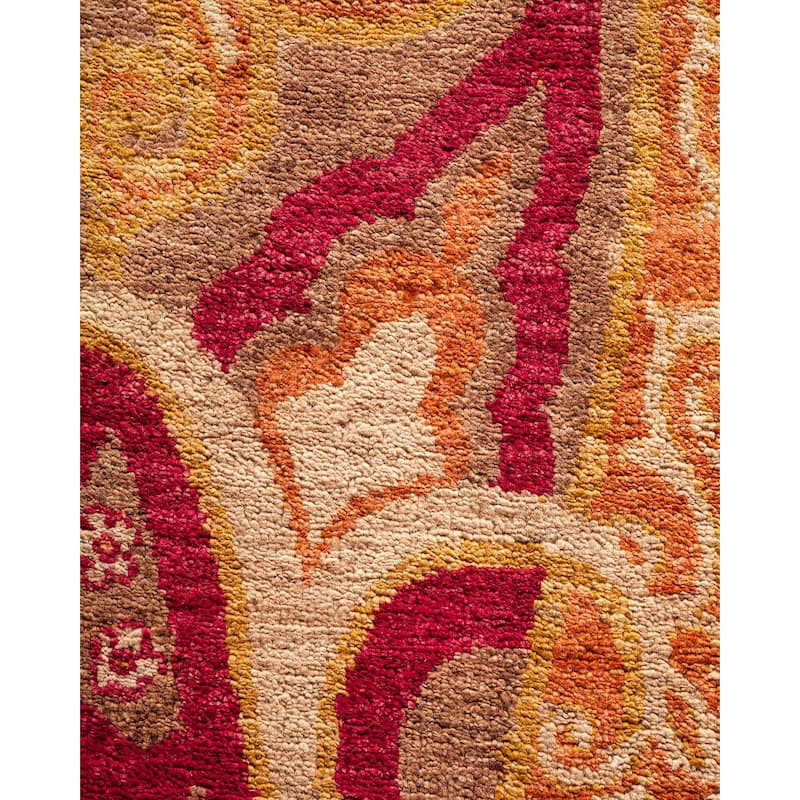 Overton Hand Knotted Wool Vintage Inspired Modern Contemporary Suzani Brown Area Rug - 10' 1" x 14' 2"