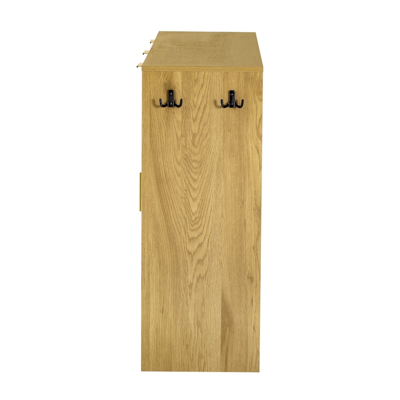 Sideboard with 4 Doors & 3 Drawers, Buffet Cabinet with Adjustable Shelf & Open Shelf, Multi-Functional Wooden Storage Cabinet