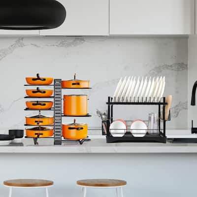 8-Tier Pots Pans Organizer Rack,Adjustable Storage with 3-Way DIY