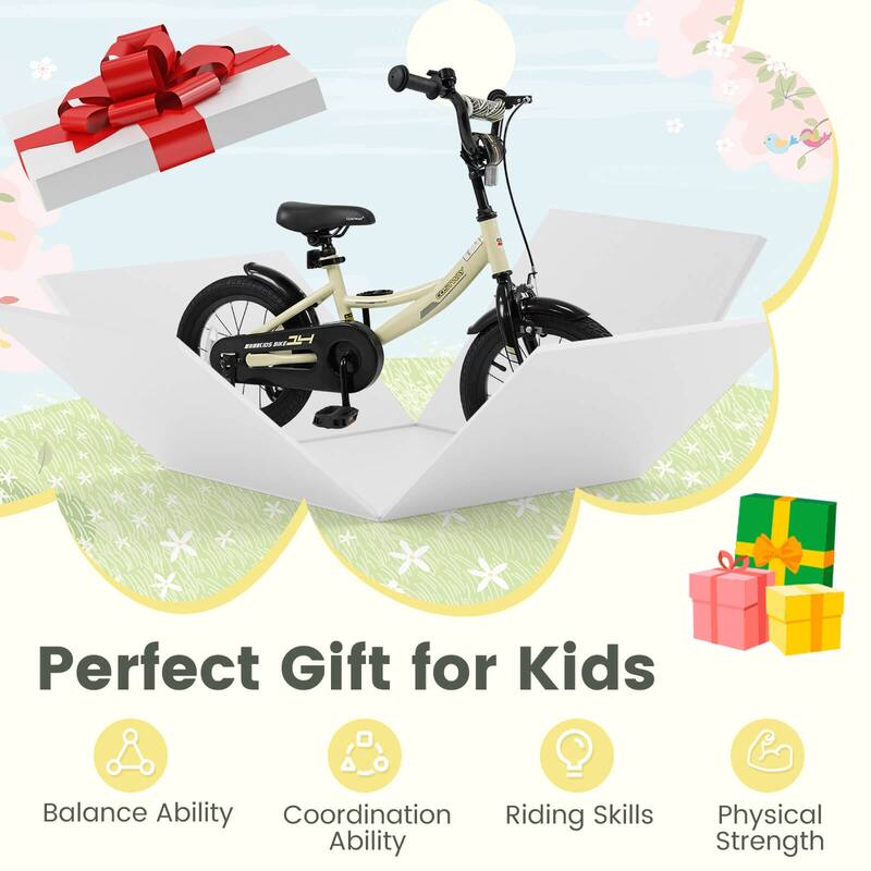 Costway 14" Kids Bike with Removable Training Wheels Adjustable Seat & - See Details