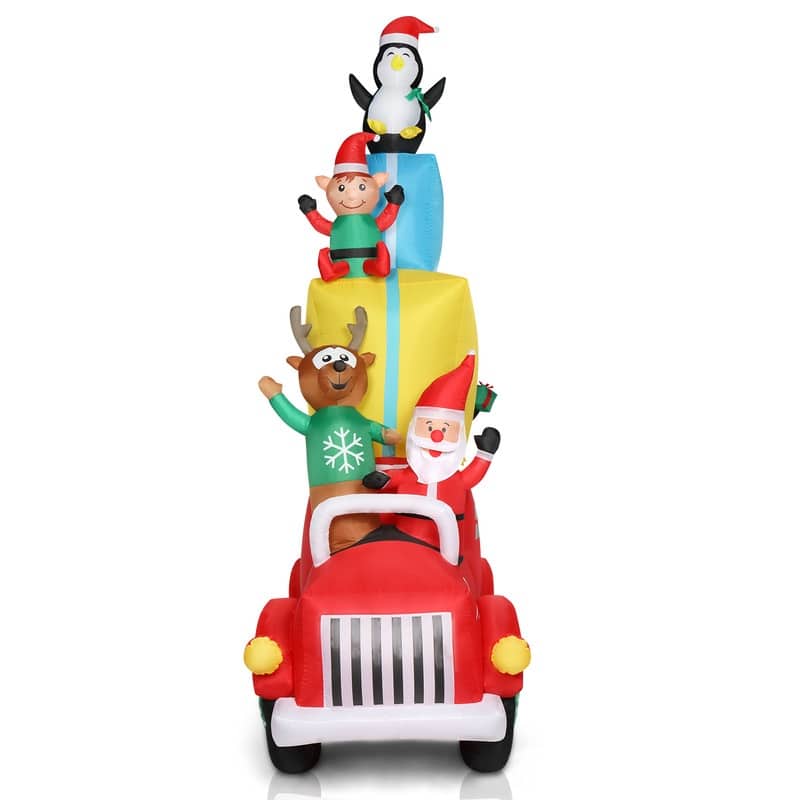 LED Lights Santa Claus Driving With Gifts Garden Santa Claus Decoration
