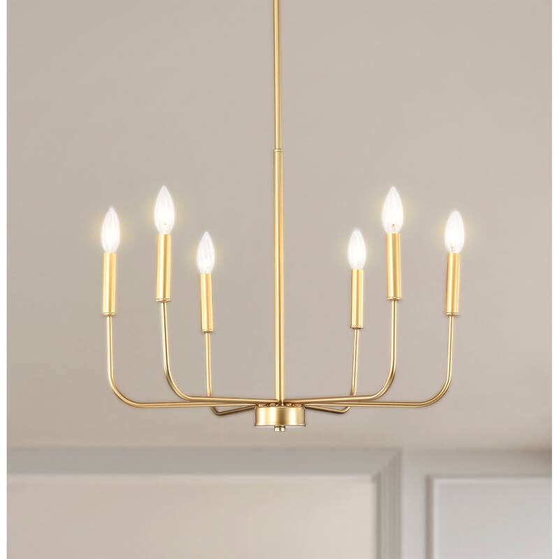22 Inch Modern Classic Gold Chandelier 6 Light (SOLD AS A PAIR)