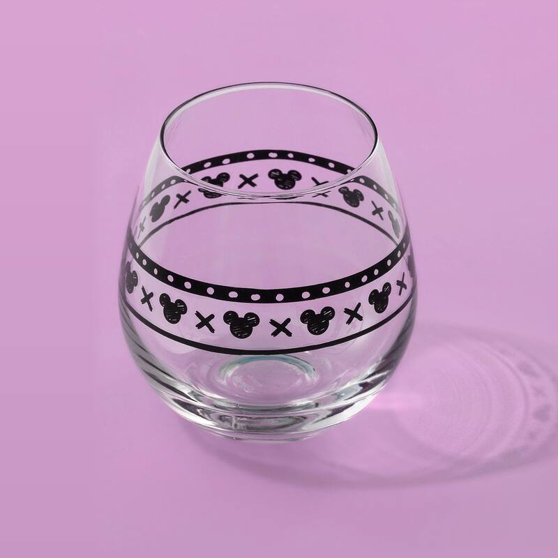 Disney Geo Picnic Mickey Mouse Stemless Wine Glass - 15 oz - Set of 4 - 15 oz