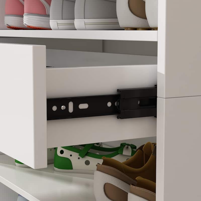 Maximize Entryway Space: 78.18"H White Shoe Storage Cabinet Shelf