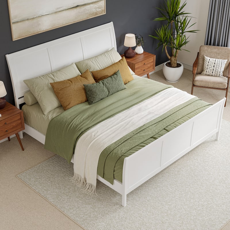 Valencia Solid Wood Low Profile Sleigh Platform Bed with Matching Footboard