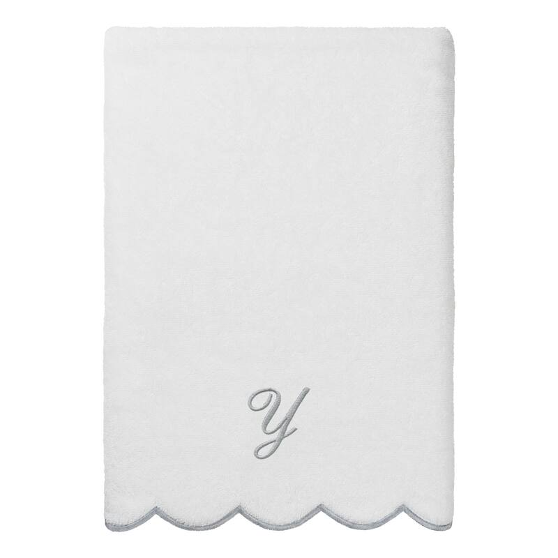 Authentic Hotel and Spa 100% Turkish Cotton Grey ADORNIA Scallop Personalized 3 Piece Towel Set - 3 Piece Set