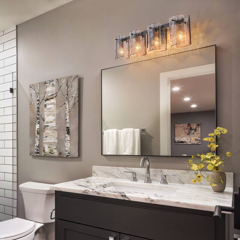 3/4-Light Textured Smoke Glass Wall Sconce — Modern Industrial Vanity Light for Bathroom