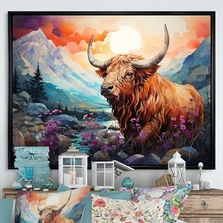 Designart quot Yak Pastel Wilderness Territory quot Yaks Framed Canvas Prints