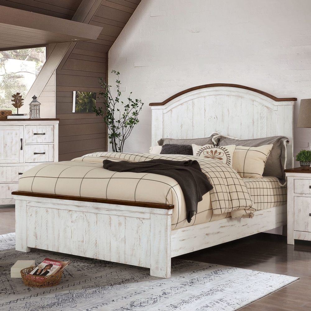 Distressed white sales bed frame