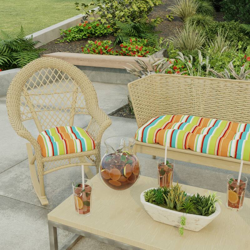 18" x 18" Contoured Outdoor Wicker Seat Cushion - Set of 2 - 18'' L x 18'' W x 4'' H