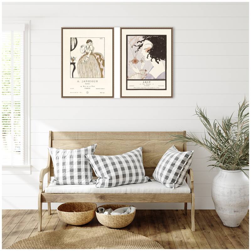 Kate and Laurel Arly 1921 Jacovleff & Janesich 1920 Edouard Halouze 2 Piece Framed Canvas Art Set by Nostalgia Prints