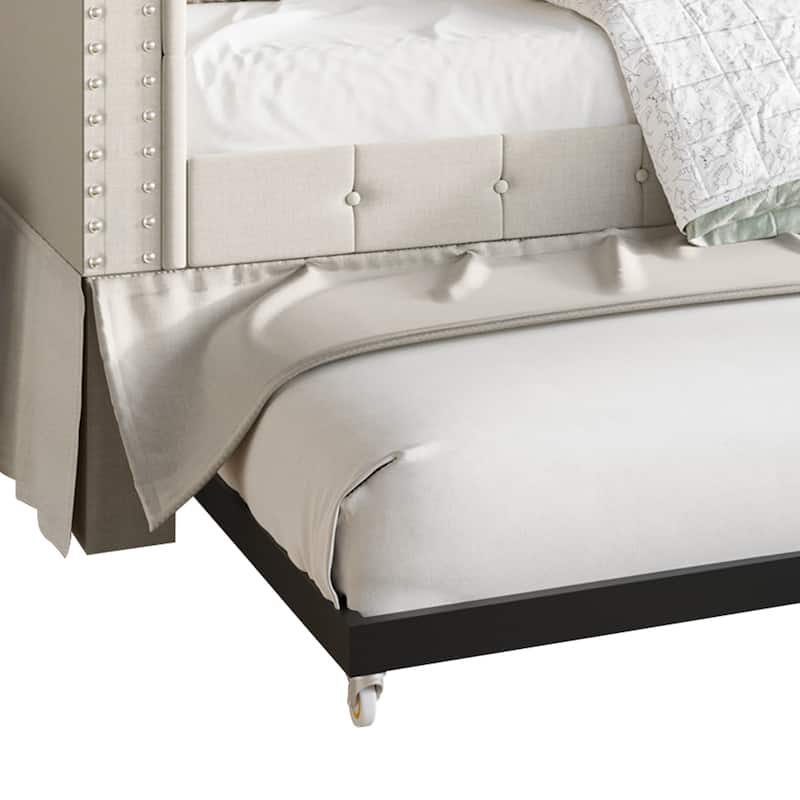 CraftPorch Twin Size Chesterfield Daybed In Linen With Trundle