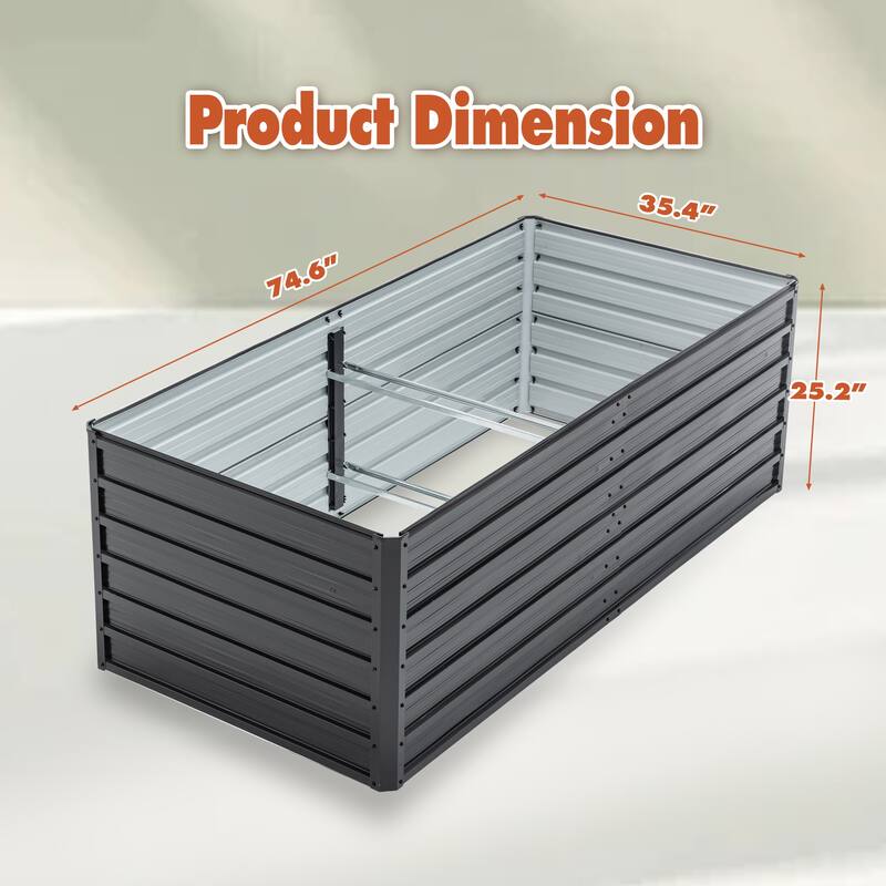 GDFStudio - Olivia Outdoor Galvanized Steel Raised Garden Bed Planter Box