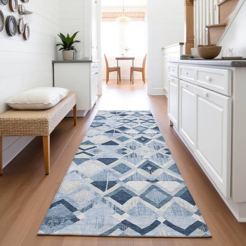 Premium Washable Super Soft Boho Geo Mayfield Rug - Sky - 2'3" x 7'6"
