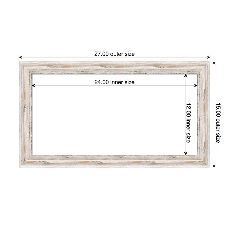 Amanti Art Alexandria White Wash Narrow Framed Dry Erase Magnetic Board - 27 x 15 in