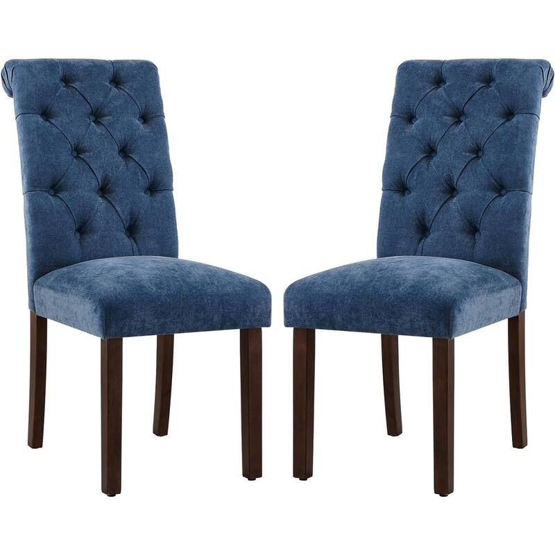 Tufted Parsons Upholstered Dining Side Chairs with Solid Wood Legs and Padded Seat