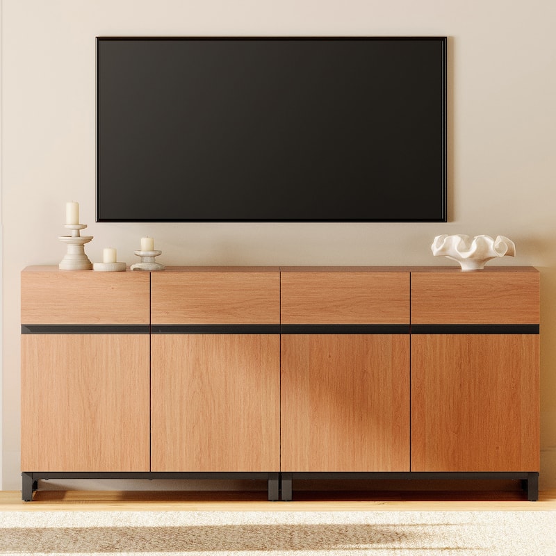 WAMPAT Modern TV Stand with Storage Cabinets for Living Room,Bedroom,Brown