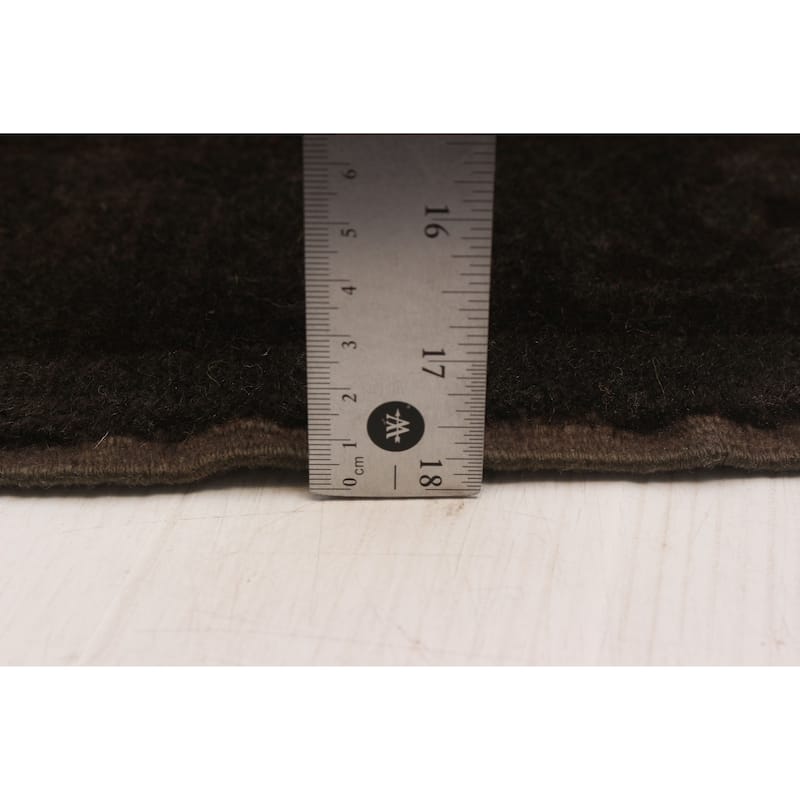 ECARPETGALLERY Hand-knotted Color Transition Dark Grey Wool Rug - 5'9 x 7'10